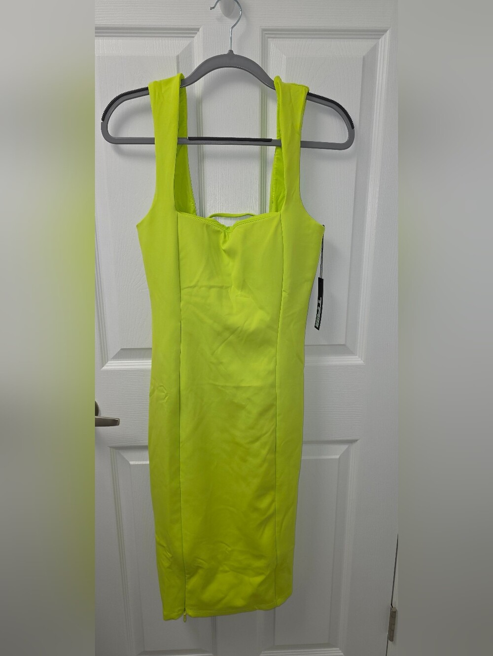 Neon Yellow Mini Bodycon Dress - Unbranded